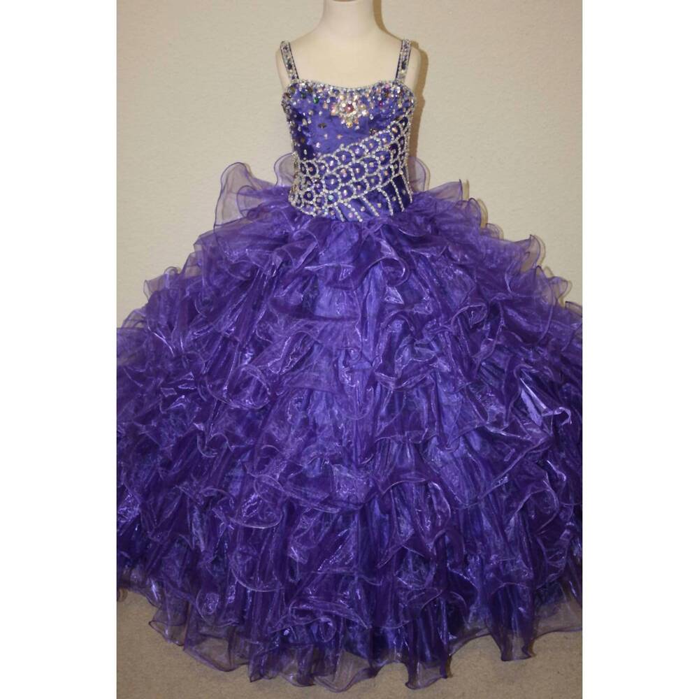 NEW LITTLE ROSIE girl's glitz pageant dress in purple